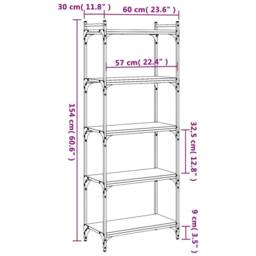 Berkfield Home Bookcase 5-Tier Black 60x30x154 cm Engineered Wood - Size: 60 x 30 x 154 cm - thumbnail 9