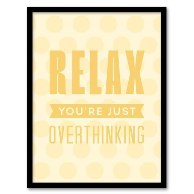 Artery8 Relax You Are Just Overthinking Pastel Polka Dot Framed Wall Art Print in Yellow - Size: A4 - image 1