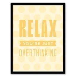 Artery8 Relax You Are Just Overthinking Pastel Polka Dot Framed Wall Art Print in Yellow - Size: A4 - thumbnail 1