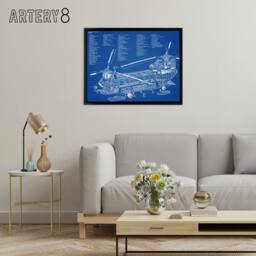 "Artery8 Chinook Helicopter CH 47d Military Framed Canvas Wall Art Print in Blue - Size: W24"" x H32""" - thumbnail 3
