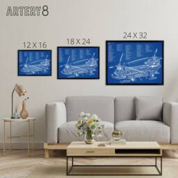 "Artery8 Chinook Helicopter CH 47d Military Framed Canvas Wall Art Print in Blue - Size: W24"" x H32""" - thumbnail 4