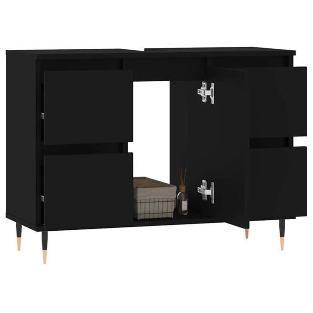 Berkfield Home Durable Bathroom Cabinet Black 80x33x60 cm Engineered Wood - Size: 80 x 33 x 60 cm - image 1