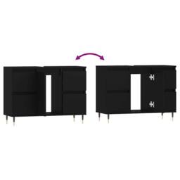 Berkfield Home Durable Bathroom Cabinet Black 80x33x60 cm Engineered Wood - Size: 80 x 33 x 60 cm - thumbnail 9