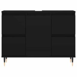 Berkfield Home Durable Bathroom Cabinet Black 80x33x60 cm Engineered Wood - Size: 80 x 33 x 60 cm - thumbnail 5
