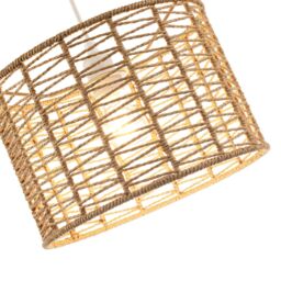 Happy Homewares Classic Twisted Brown Paper Pendant Light Shade with Strapped Design - thumbnail 3