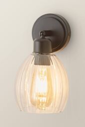 ValueLights Cheltenham Pair of Ribbed Glass Dome Adjustable Spotlight Wall Lights in Black - thumbnail 4