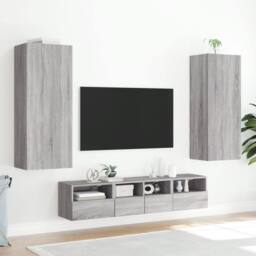 Berkfield Home TV Wall Cabinet Grey Sonoma 40.5x30x102 cm Engineered Wood - thumbnail 4