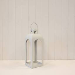 Four Candle Small Off-White Metal Open Face Lantern 41cm in White - thumbnail 2