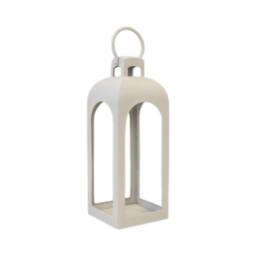 Four Candle Small Off-White Metal Open Face Lantern 41cm in White