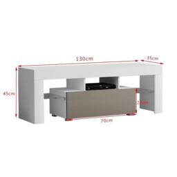 KORVIXA High Gloss Door 130cm TV Unit Stand Cabinet in White - Size: 100 cm x 100 cm - thumbnail 2