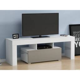 KORVIXA High Gloss Door 130cm TV Unit Stand Cabinet in White - Size: 100 cm x 100 cm