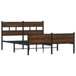 Berkfield Home Metal Bed Frame without Mattress Brown Oak 160x200 cm - thumbnail 3