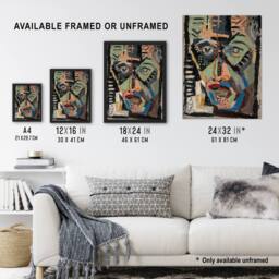 Artery8 Mans Face Abstract Painting Kubincan Framed Wall Art Print - Size: A4 - thumbnail 3
