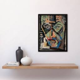 Artery8 Mans Face Abstract Painting Kubincan Framed Wall Art Print - Size: A4 - thumbnail 4