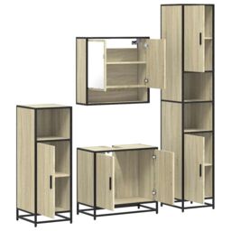 Berkfield Home 4¬†Piece Bathroom Furniture Set¬†Sonoma Oak Engineered Wood in Brown - thumbnail 6