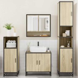 Berkfield Home 4¬†Piece Bathroom Furniture Set¬†Sonoma Oak Engineered Wood in Brown - thumbnail 3
