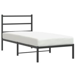 Berkfield Home Metal Bed Frame without Mattress with Headboard Black 90x200cm - Size: 90x200 cm - thumbnail 4