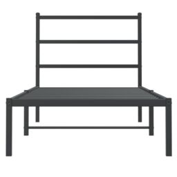 Berkfield Home Metal Bed Frame without Mattress with Headboard Black 90x200cm - Size: 90x200 cm - thumbnail 5