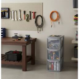 Nordara 3 Tier Silver Plastic Drawers A5 Compact Vertical Storage Organizer - thumbnail 4