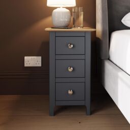 FWStyle Ready Assembled 3 Drawer Chest Of Drawers Graphite Blue Oak Top