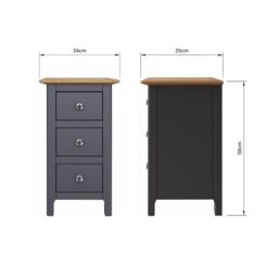 FWStyle Ready Assembled 3 Drawer Chest Of Drawers Graphite Blue Oak Top - thumbnail 5