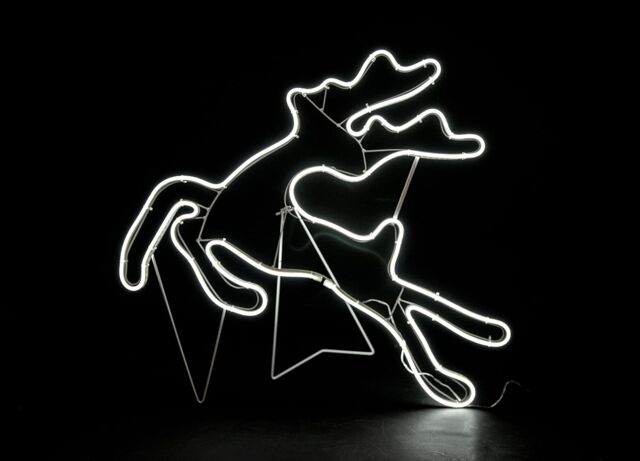 Shatchi Jumping Reindeer Neon Effect Rope Light Silhouette Double Side 90 Cool White LEDs Christmas Outdoor - image 1