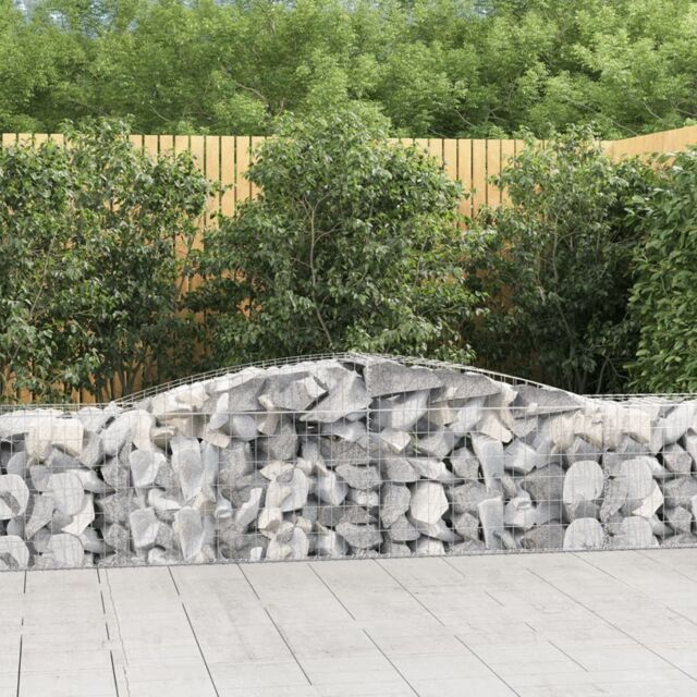 Berkfield Home Arched Gabion Basket 400x50x60/80 cm Galvanised Iron in Silver - image 1