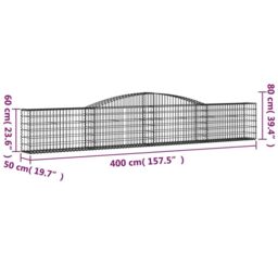 Berkfield Home Arched Gabion Basket 400x50x60/80 cm Galvanised Iron in Silver - thumbnail 5