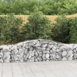 Berkfield Home Arched Gabion Basket 400x50x60/80 cm Galvanised Iron in Silver - thumbnail 1
