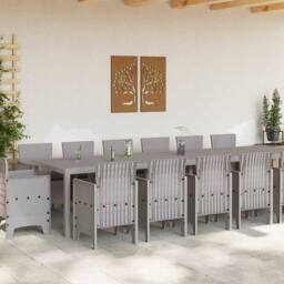 Berkfield Home 15 Piece Garden Dining Set with Cushions Light Grey Poly Rattan - thumbnail 3