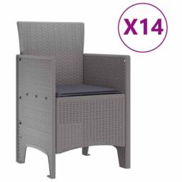 Berkfield Home 15 Piece Garden Dining Set with Cushions Light Grey Poly Rattan - thumbnail 5