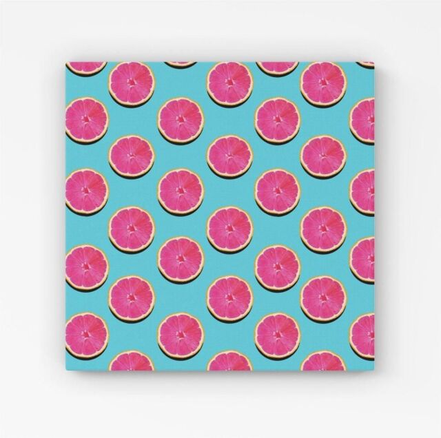 "Warren Reed - Designer Fruity Pattern Of Pink Grapefruit Canvas - Size: W30"" x H30""" - image 1
