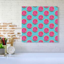 "Warren Reed - Designer Fruity Pattern Of Pink Grapefruit Canvas - Size: W30"" x H30""" - thumbnail 2