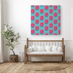"Warren Reed - Designer Fruity Pattern Of Pink Grapefruit Canvas - Size: W30"" x H30""" - thumbnail 3