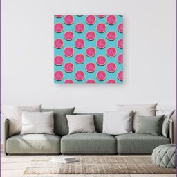 "Warren Reed - Designer Fruity Pattern Of Pink Grapefruit Canvas - Size: W30"" x H30""" - thumbnail 4