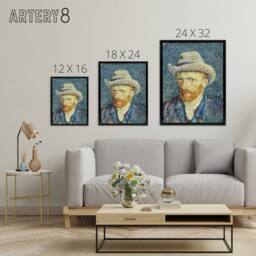 "Artery8 Vincent Van Gogh Self Portrait With Felt Hat Framed Canvas Wall Art Print in Blue - Size: W12"" x H16""" - thumbnail 4