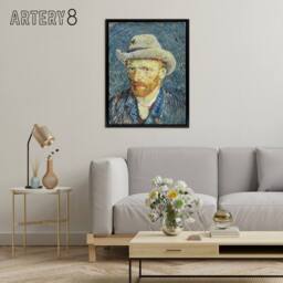"Artery8 Vincent Van Gogh Self Portrait With Felt Hat Framed Canvas Wall Art Print in Blue - Size: W12"" x H16""" - thumbnail 3