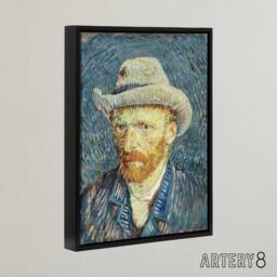 "Artery8 Vincent Van Gogh Self Portrait With Felt Hat Framed Canvas Wall Art Print in Blue - Size: W12"" x H16""" - thumbnail 2