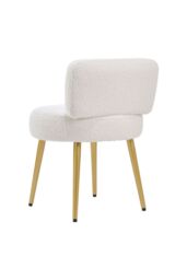 H&O Direct Faux Teddy Fur Makeup Vanity Seat Chair in White - thumbnail 4