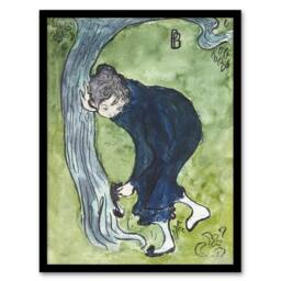 Artery8 The False Step Watercolour Painting Bonnard Framed Wall Art Print in Green - Size: A4 - thumbnail 1