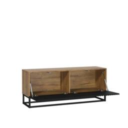 Creative Furniture Ripple TV Unit 100cm - Oak & Black Fluted Doors in Dark Brown - thumbnail 8