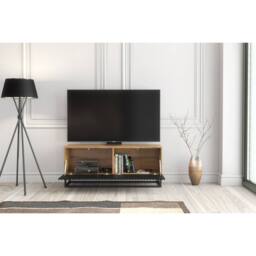 Creative Furniture Ripple TV Unit 100cm - Oak & Black Fluted Doors in Dark Brown - thumbnail 3