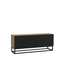 Creative Furniture Ripple TV Unit 100cm - Oak & Black Fluted Doors in Dark Brown - thumbnail 7