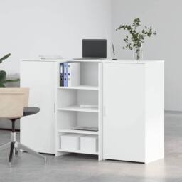 Berkfield Home Reception Desk White 155x50x103.5 cm Engineered Wood - thumbnail 1