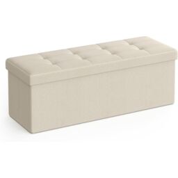 SONGMICS Large Storage Ottoman Bench Folding Foot Rest End Bed Easy Assembly in Ivory - thumbnail 8