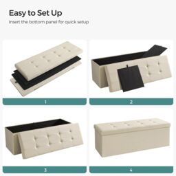 SONGMICS Large Storage Ottoman Bench Folding Foot Rest End Bed Easy Assembly in Ivory - thumbnail 7