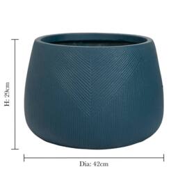 Dibor Blue Medium Fibreclay Outdoor Garden Planter H29 x Dia42cm - thumbnail 2