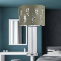 First Choice Lighting Set of 2 Aura - Chrome Table Lamps with Sage Green Fern Shades in Silver - thumbnail 7