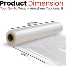 ECONX 6 x Cling Film Roll Catering Size PVC 300m X300mm Food Fresh Poly Wrap in Clear - thumbnail 5