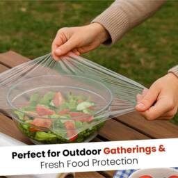 ECONX 6 x Cling Film Roll Catering Size PVC 300m X300mm Food Fresh Poly Wrap in Clear - thumbnail 4